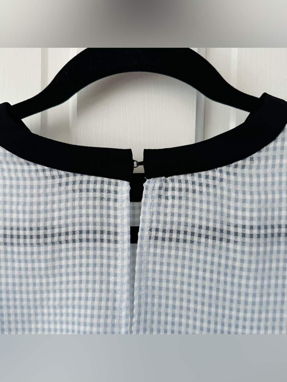 English Factory Gingham Blue & White Ruffle Peplum Top Size S - Picture 6 of 11
